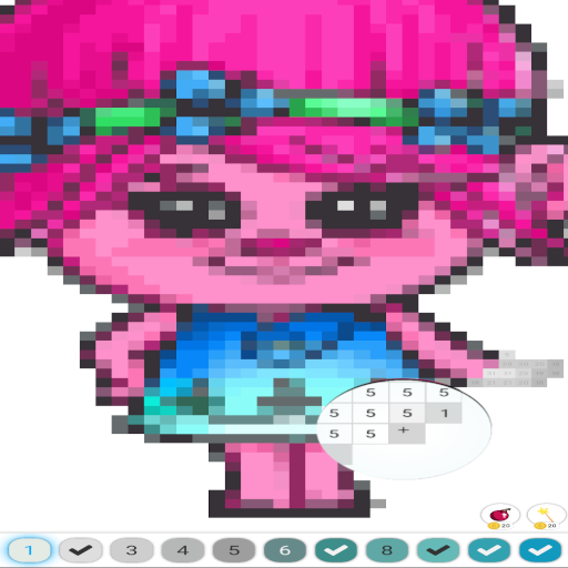 les trolls coloriage pixel art